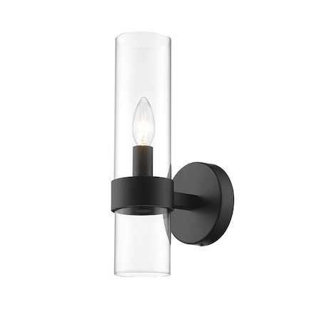 Z-Lite Datus 1 Light Wall Sconce, Matte Black & Clear 4008-1S-MB